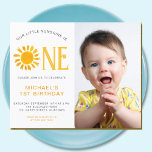 Budget Little Sunshine 1. Geburtstag Foto Einladun<br><div class="desc">Mit dieser niedlichen Einladung zum 1. Geburtstag laden Sie Familie und Freunde zu Ihrer ersten Geburtstagsfeier ein. Es ist mit einer gelben Aquarellsonne dekoriert und sagt "Unser kleiner Sonnenschein ist eins" einfach anpassbar. Ersetzen Sie das Foto durch eines Ihrer eigenen. Ideal für die erste Geburtstagsfeier eines Jungen oder Mädchens. Ändern...</div>