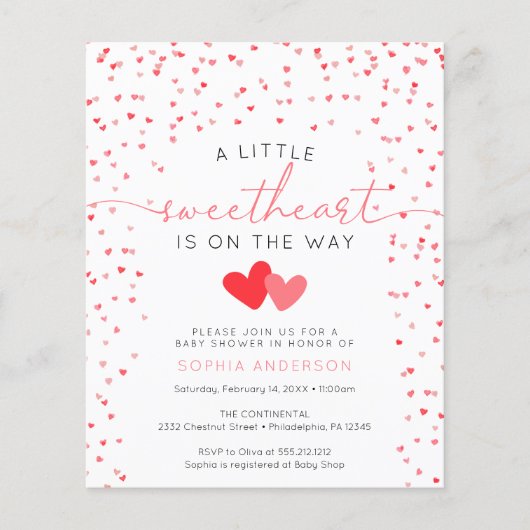 Budget Little Sweetheart Baby Shower Einladung Flyer (Vorne)