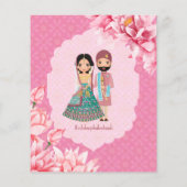 Budget Lotus Blume indisches Brautpaar einladen (Rückseite)