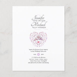 Budget Love Birds Mauve Wedding Einladungen