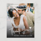 Budget Love Heart Script 2 Photo Wedding Thank You (Vorderseite)