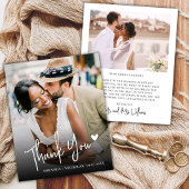 Budget Love Heart Script 2 Photo Wedding Thank You