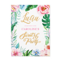 Budget Luau Tropical Floral Hawaiian Sweet 16