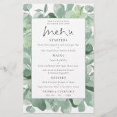 Budget Lush Eukalyptus Frame Wedding Menu (Vorderseite)