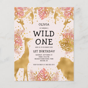 Budget Mädchen 1. Geburtstag Pink Gold Safari Einl