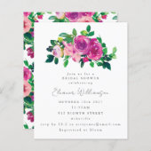 Budget Magenta Blume Brautdusche Einladung (Vorne/Hinten)