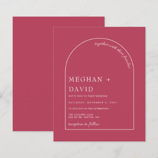 Budget Magenta Modern Arch Wedding Einladung