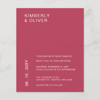Budget Magenta Moderne Hochzeitseinladung