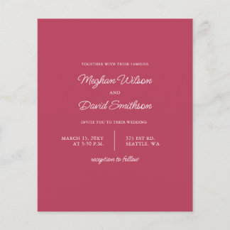Budget Magenta Moderne Hochzeitseinladung