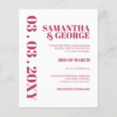 Budget Magenta Moderne Retro Hochzeit Einladung (Vorderseite)