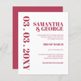 Budget Magenta Moderne Retro Hochzeit Einladung