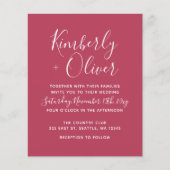 Budget Magenta Moderne Skripteinladung (Vorderseite)