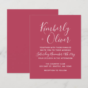 Budget Magenta Moderne Skripteinladung