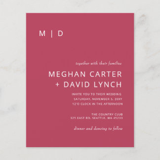 Budget Magenta Monogram Wedding Einladung