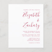 Budget Magenta Script QR Code Wedding Einladung (Vorderseite)