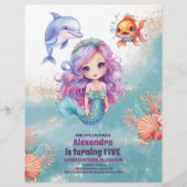 Budget Magic Mermaid Birthday Party Flyer (Vorne)