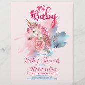 Budget Magical Unicorn Rainbow Baby Dusche Flyer (Vorne)