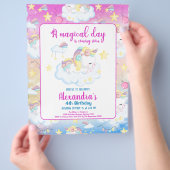 Budget Magical Unicorn Rainbow Birthday Party Flyer (Hand)