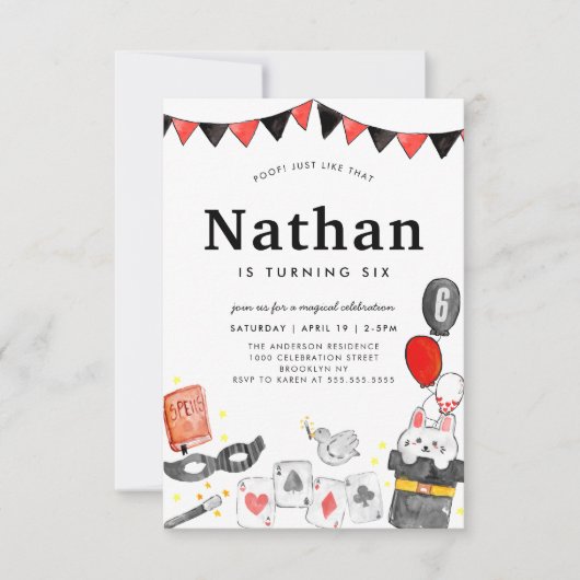 Budget Magician Rabbit Wand Magic Show Geburtstag Mitteilungskarte (Vorderseite)