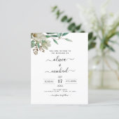 Budget Magnolia Eucalyptus Wedding Einladung (Stehend Vorderseite)