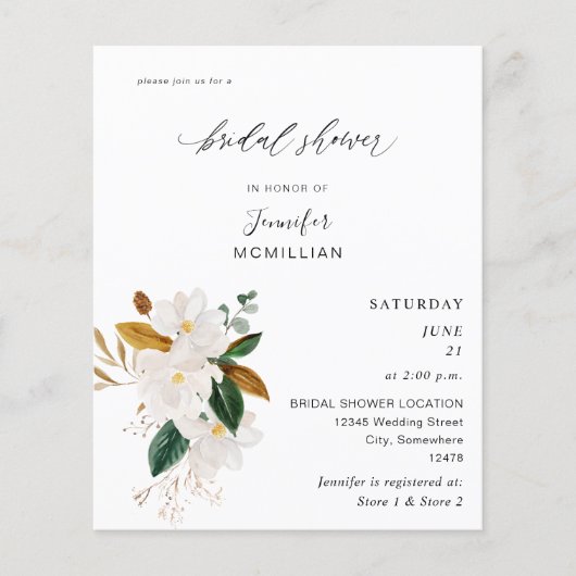 Budget Magnolia Weißes Brautparty Flyer (Vorne)