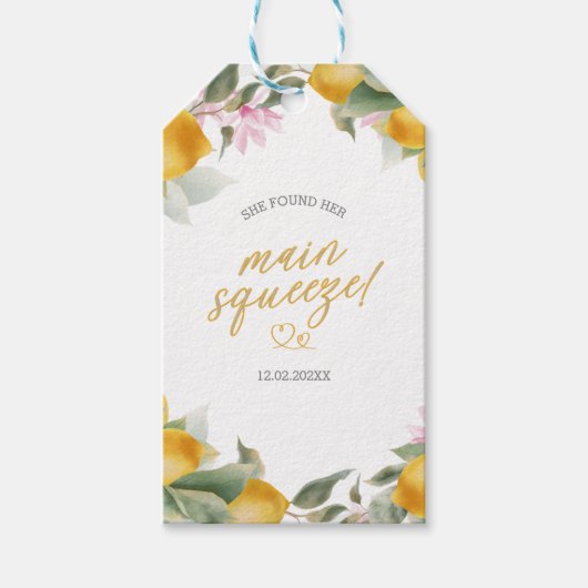 Budget Main Squeeze Lemon Wreath Bridal Shower Geschenkanhänger (Vorderseite)