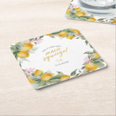 Budget Main Squeeze Lemon Wreath Bridal Shower Rechteckiger Pappuntersetzer (angewinkelt)