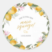 Budget Main Squeeze Lemon Wreath Bridal Shower Runder Aufkleber (Vorderseite)