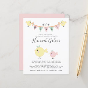 Budget Mama Bird Virtual Baby Girl Shower Einladun