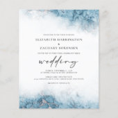 Budget Marble Blue Silver Wedding Einladung (Vorderseite)