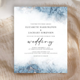 Budget Marble Blue Silver Wedding Einladung