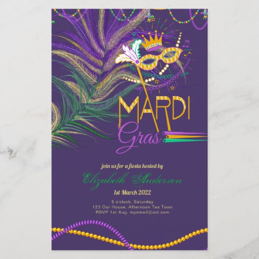 BUDGET MARDI GRAS 2022!! Feathers Mask Beads (Vorderseite)