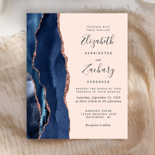 Budget Marineblau-Roségold-Achat-Hochzeits-Blush