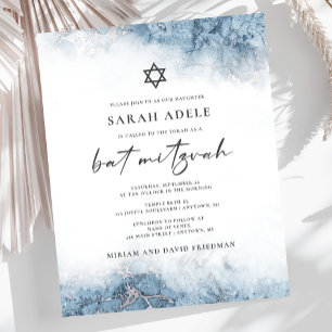 Budget Marmor Blau Silber Bat Mitzvah Einladung