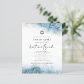 Budget Marmor Blue Silver Bat Mitzvah Einladung (Stehend Vorderseite)