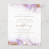 Budget Marmor Lavender Gold Hochzeit Einladung (Vorderseite)