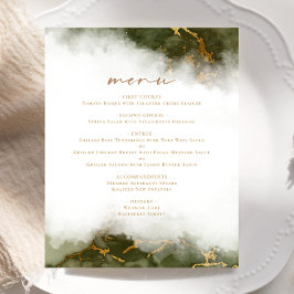 Budget Marmor Olive Green Gold Wedding Menü