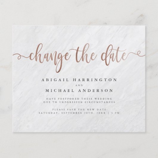 Budget Marmor & Rose Gold Script ändern Datum (Vorderseite)