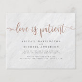 Budget Marmor & Rose Gold Script Liebe ist geduldi (Vorderseite)