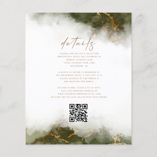 Budget Marmoröl Grüne Gold QR Code Hochzeit (Rückseite)