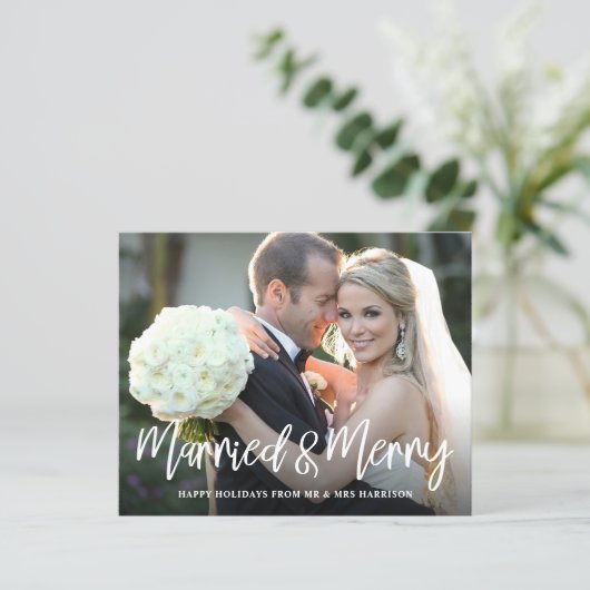 Budget Married Merry Script Foto Holiday (Stehend Vorderseite)