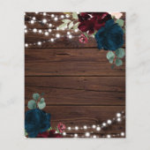 Budget Marsala & Navy Bridal Dusche Einladung (Rückseite)