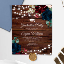 Budget Marsala & Navy Graduation Party Einladung