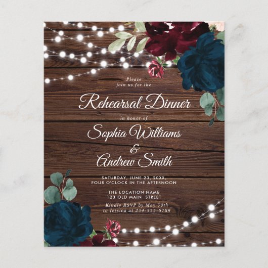 Budget Marsala & Navy Probe Dinner Einladung (Vorderseite)