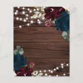 Budget Marsala & Navy Rustic Hochzeit Einladung (Rückseite)