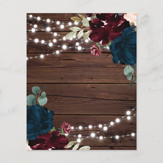 BUDGET Marsala & Navy Rustikales Holz Save the Dat (Rückseite)