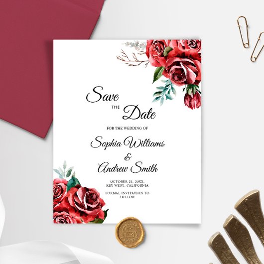 BUDGET Marsala Rote Rose Rustikal Save the Date