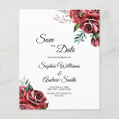 BUDGET Marsala Rote Rose Rustikal Save the Date (Vorderseite)