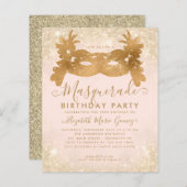 Budget Masquerade Blush Pink Gold Glitzer Geburtst (Vorne/Hinten)