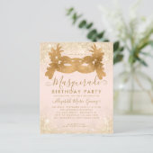 Budget Masquerade Blush Pink Gold Glitzer Geburtst (Stehend Vorderseite)